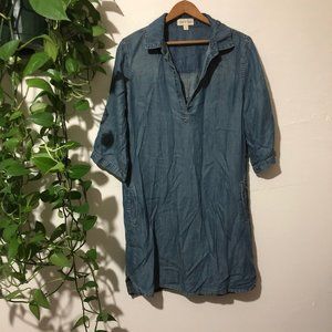 Anthro Cloth + Stone Chambray 3/4 Sleeve Dress M